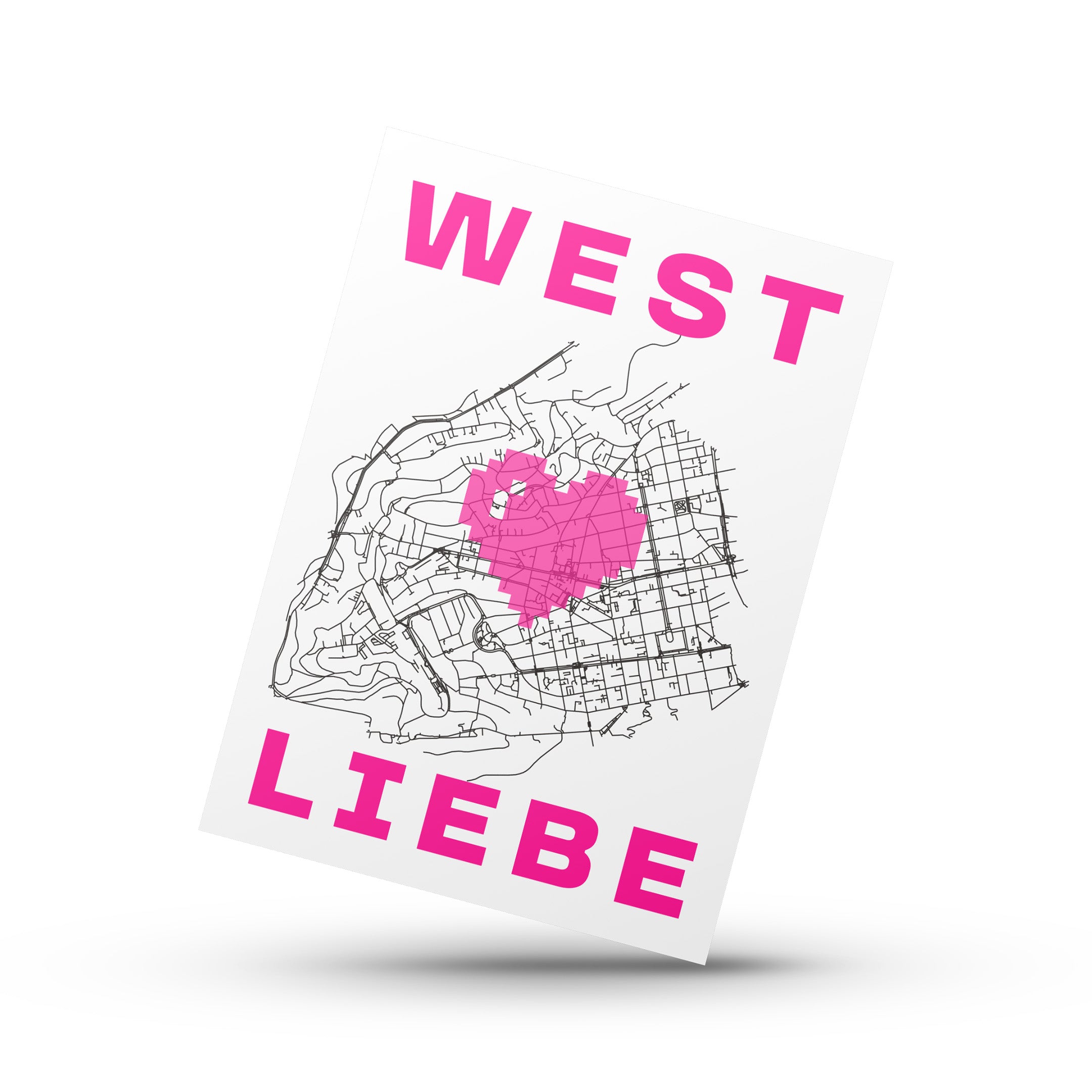 Grußkarte WEST LIEBE Neon Pink