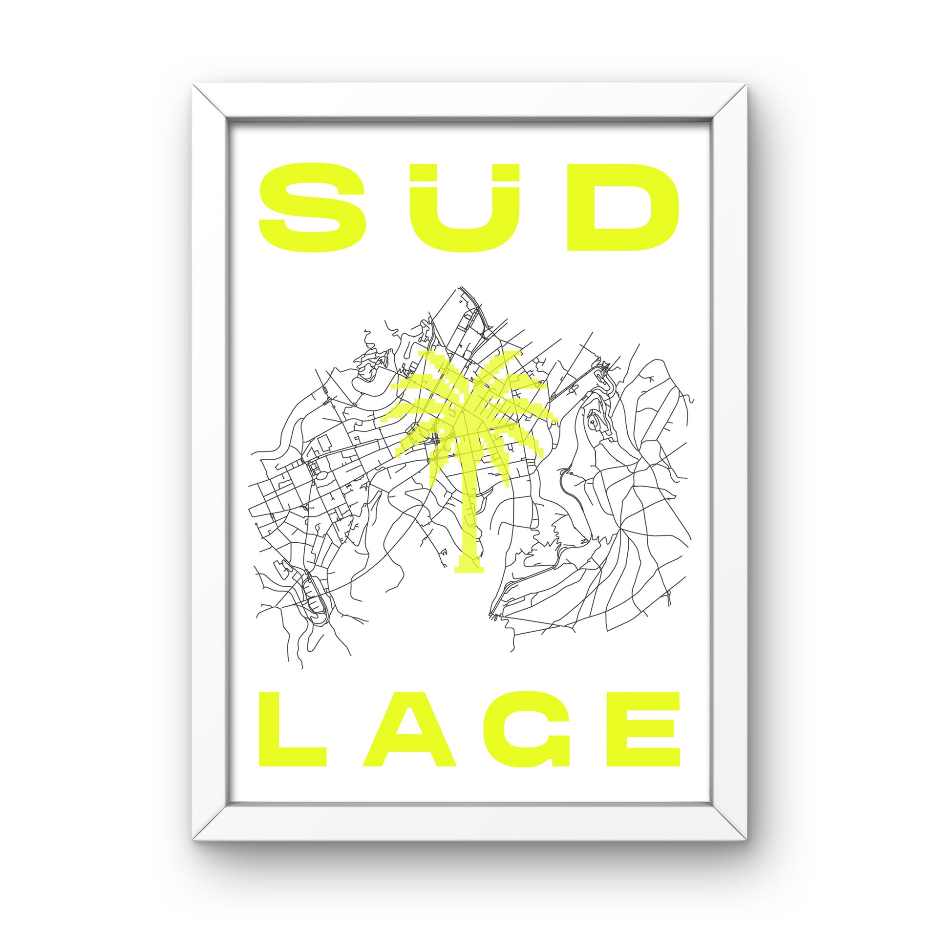 DIN A4 Print SÜD LAGE Neon Gelb