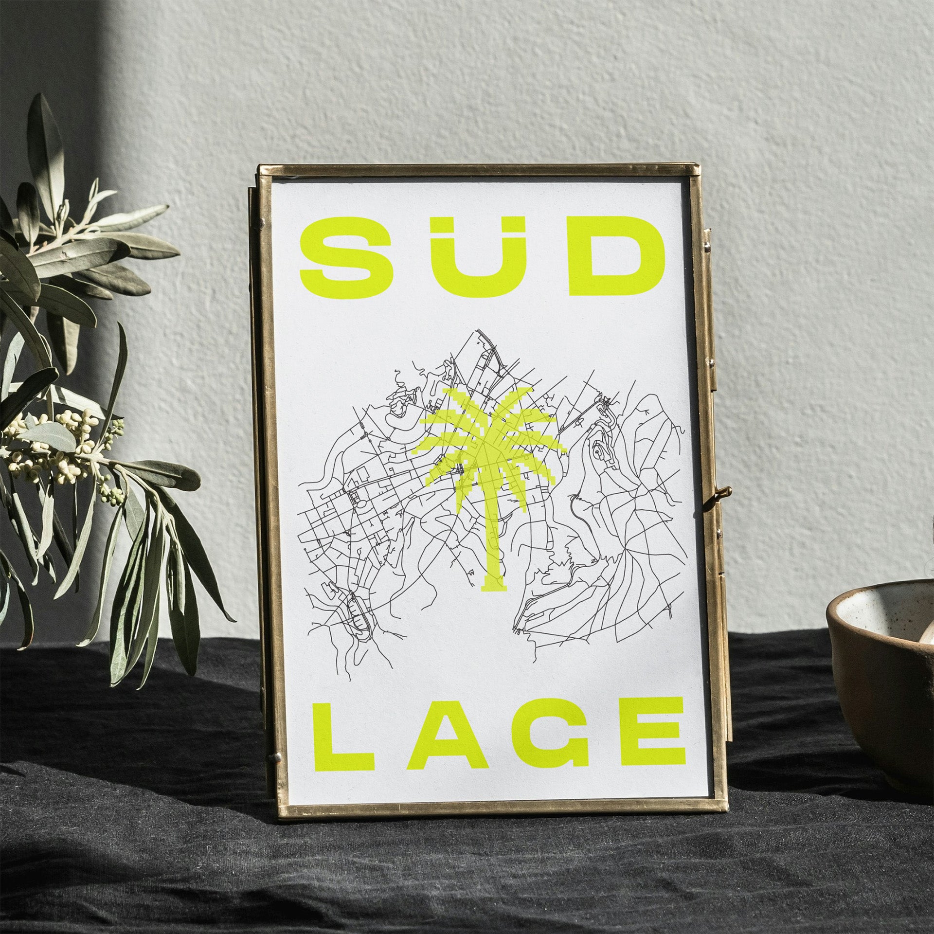 DIN A4 Print Stuttgart-Süd Neon Gelb