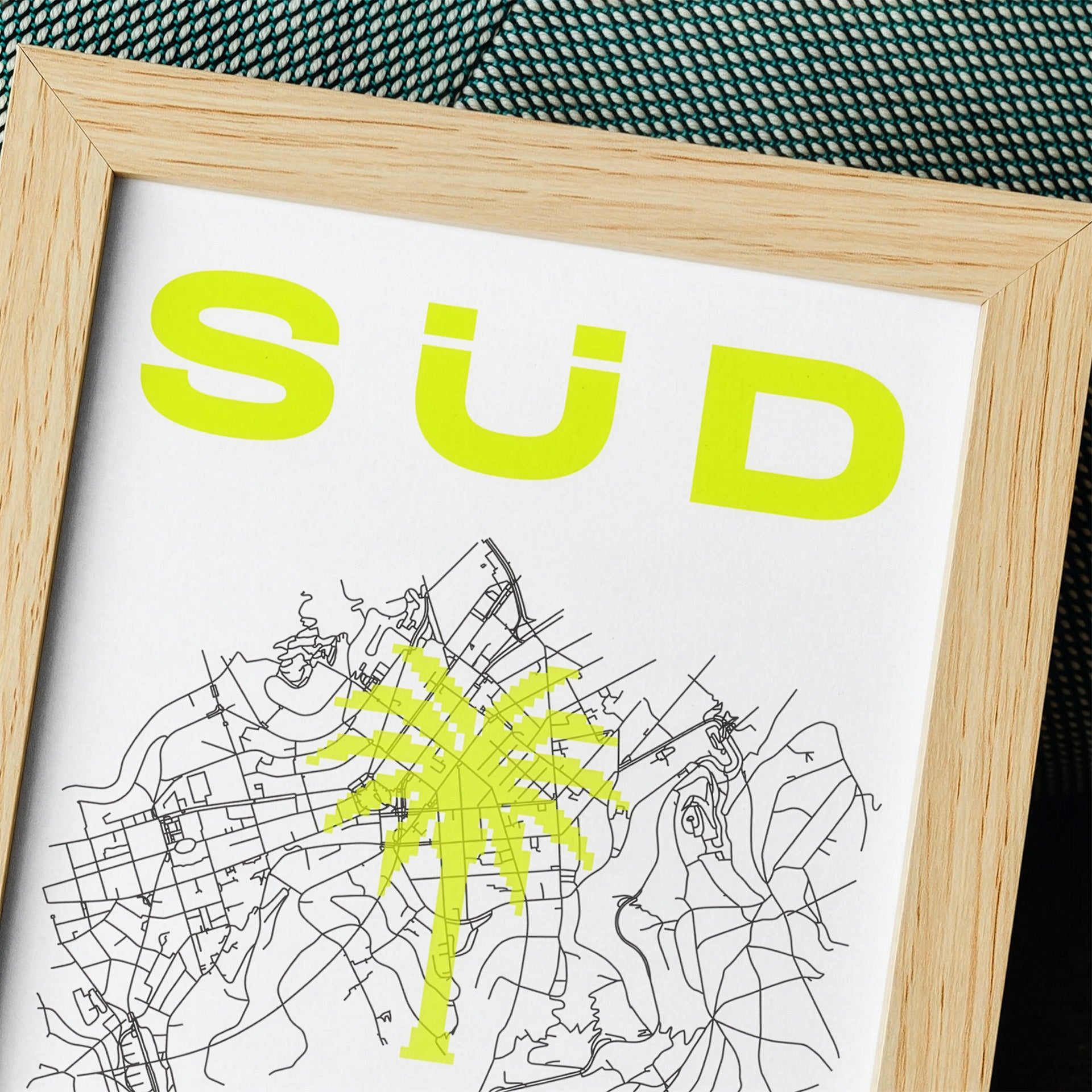 DIN A4 Print SÜD LAGE Neon Gelb Detail