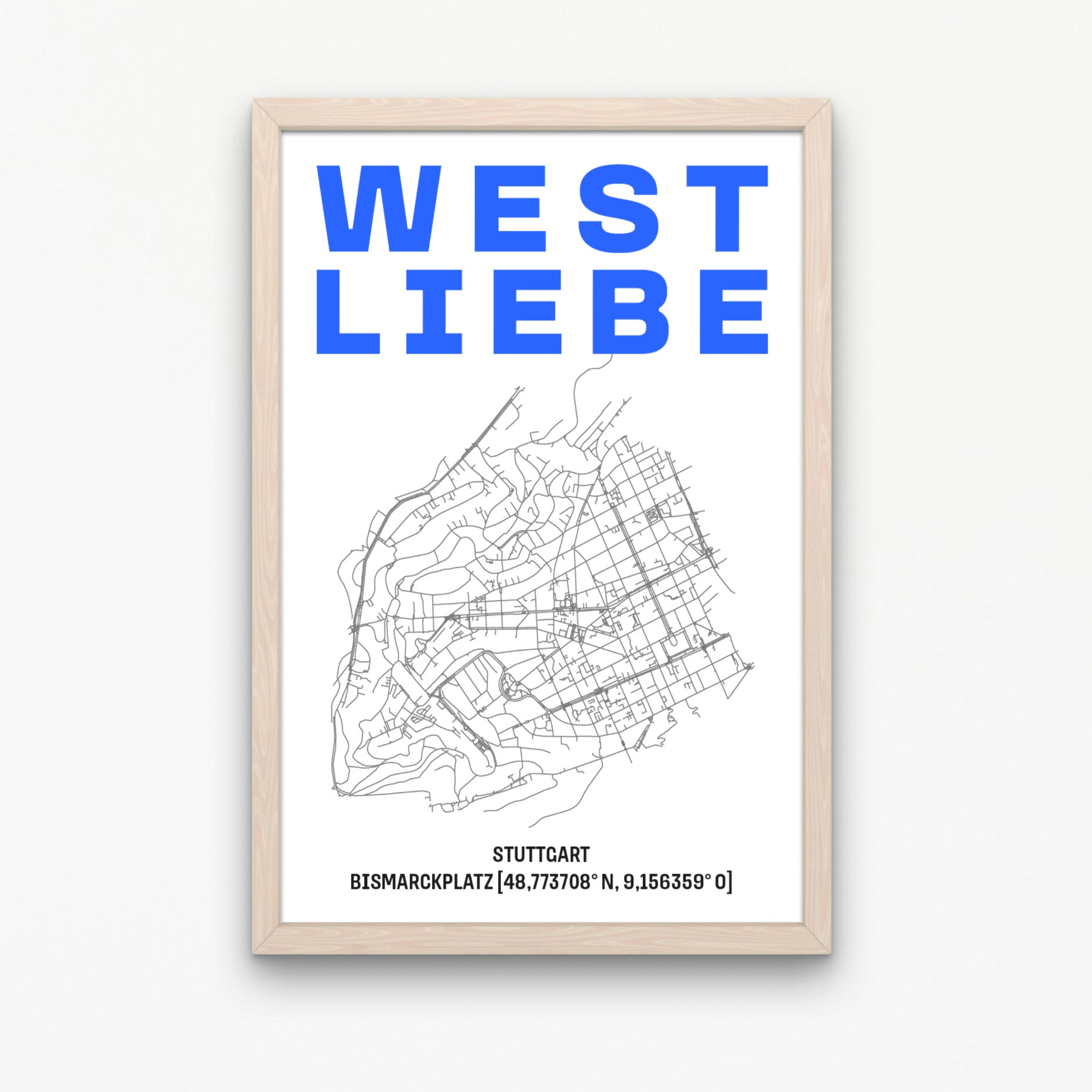 WEST LIEBE Print DIN A3 Bismarckplatz Neon Blau