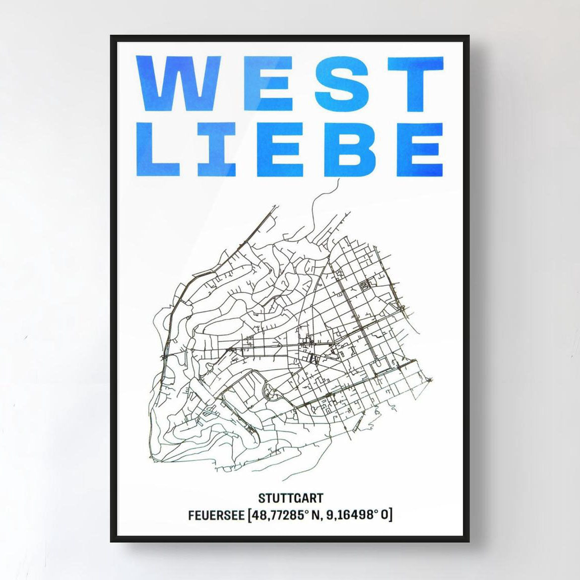 WEST LIEBE Print DIN A3 Feuersee neon blau