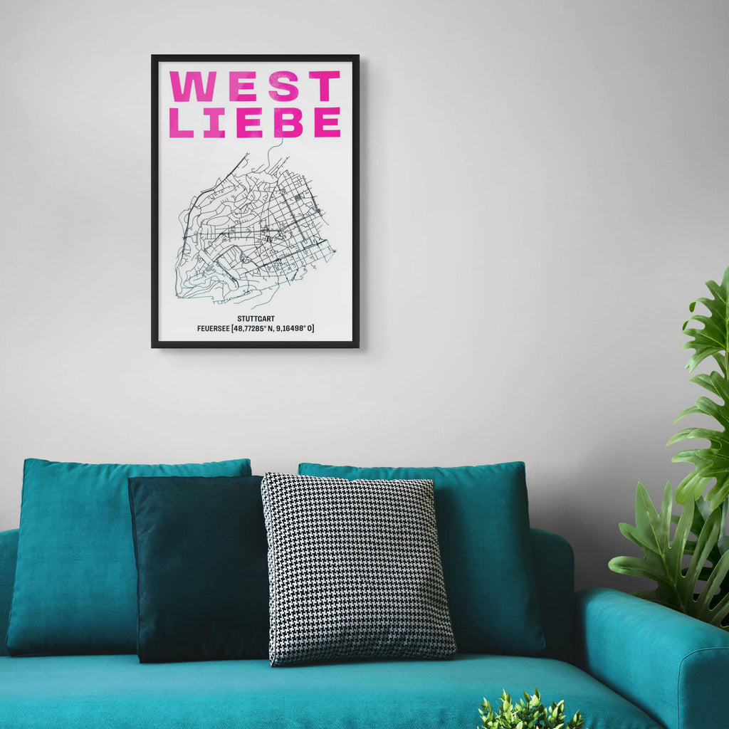 WEST LIEBE Print DIN A3 Feuersee neon pink