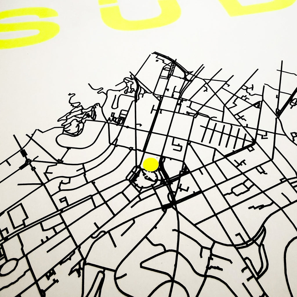 SÜD LAGE - deine individuelle Karte Stuttgart-Süd Detail neon gelb